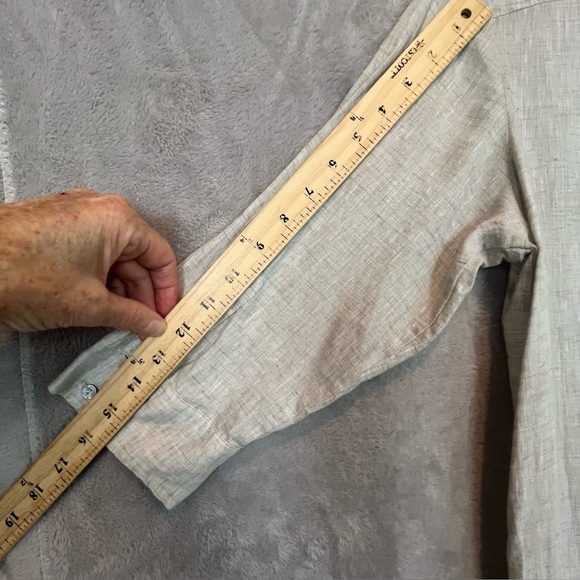 Harshman 100% Linen Tan Oatmeal Button Down Maxi Dress Size Large Collared - Picture 12 of 16